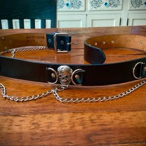 Vintage skull and chain Genuine Leather Belt